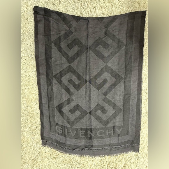 Givenchy Charcoal Black Woven Monogram Silk-Blend Scarf - Picture 6 of 7